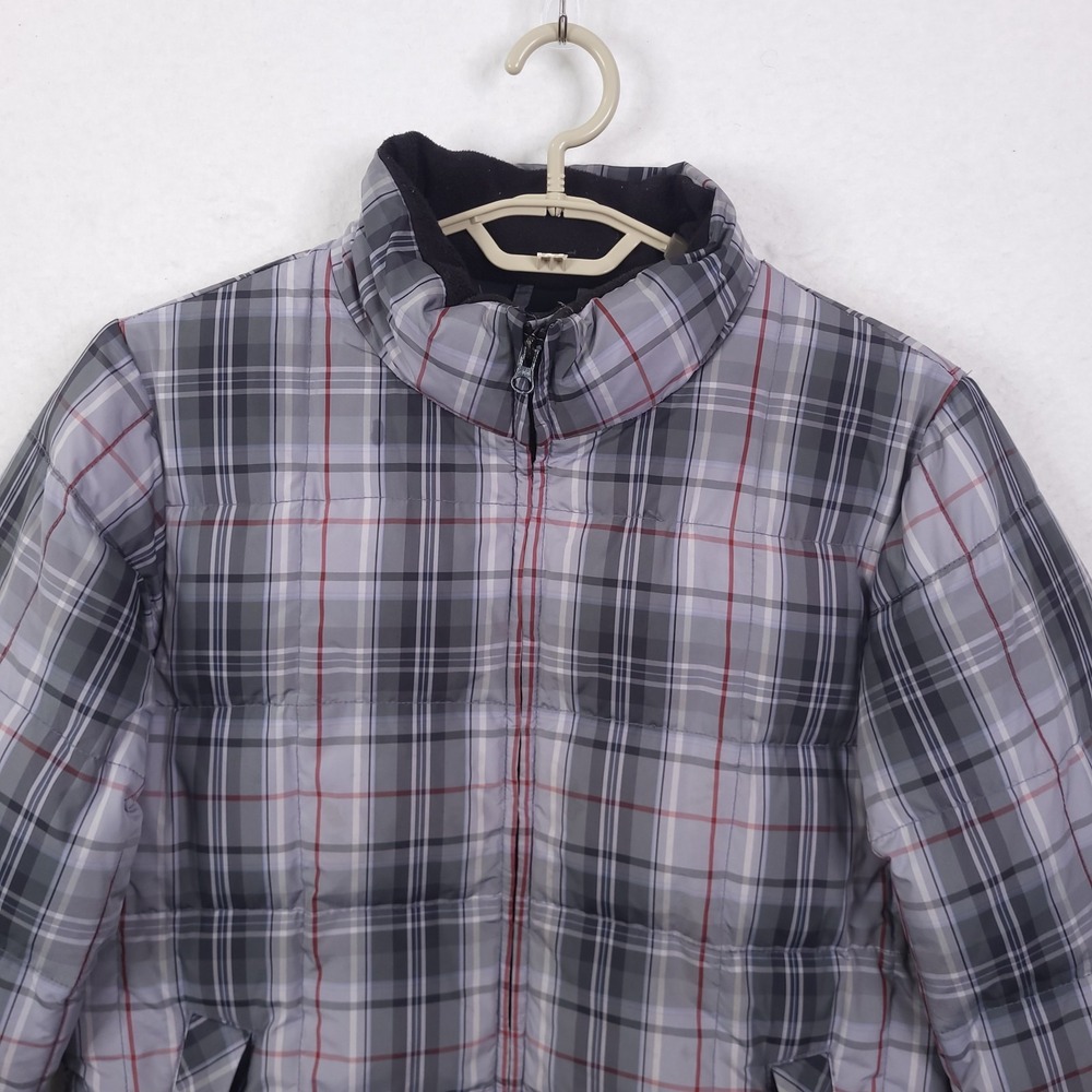 Vintage Eddie Weatheredge Bauer Goose Down Puffer Jacket Women Small Gray Plaid - Picture 9 of 15